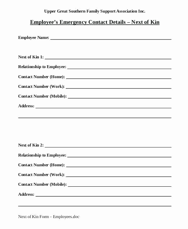 Employee Emergency Contact form Word Lovely formal Write Up at Work Template Availability form