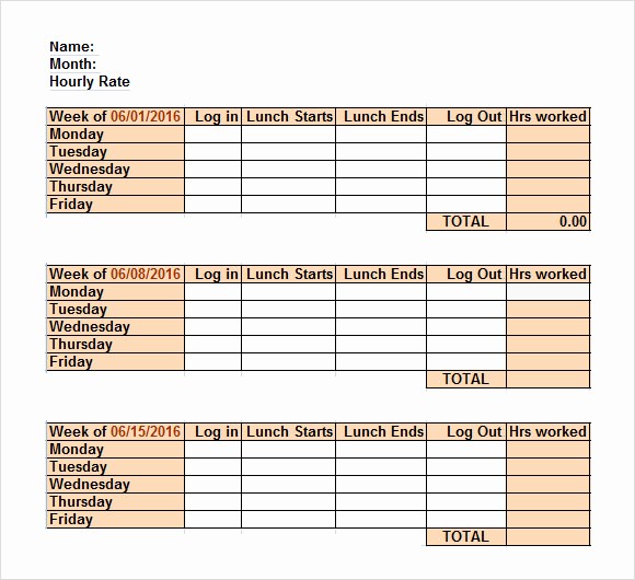 Employee Lunch Break Schedule Template Fresh Free Printable Multiple Employee Time Sheets Printable Pages