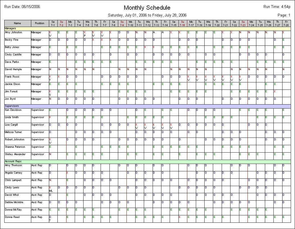 Employee Monthly Work Schedule Template Best Of 6 Monthly Employee Schedule Template