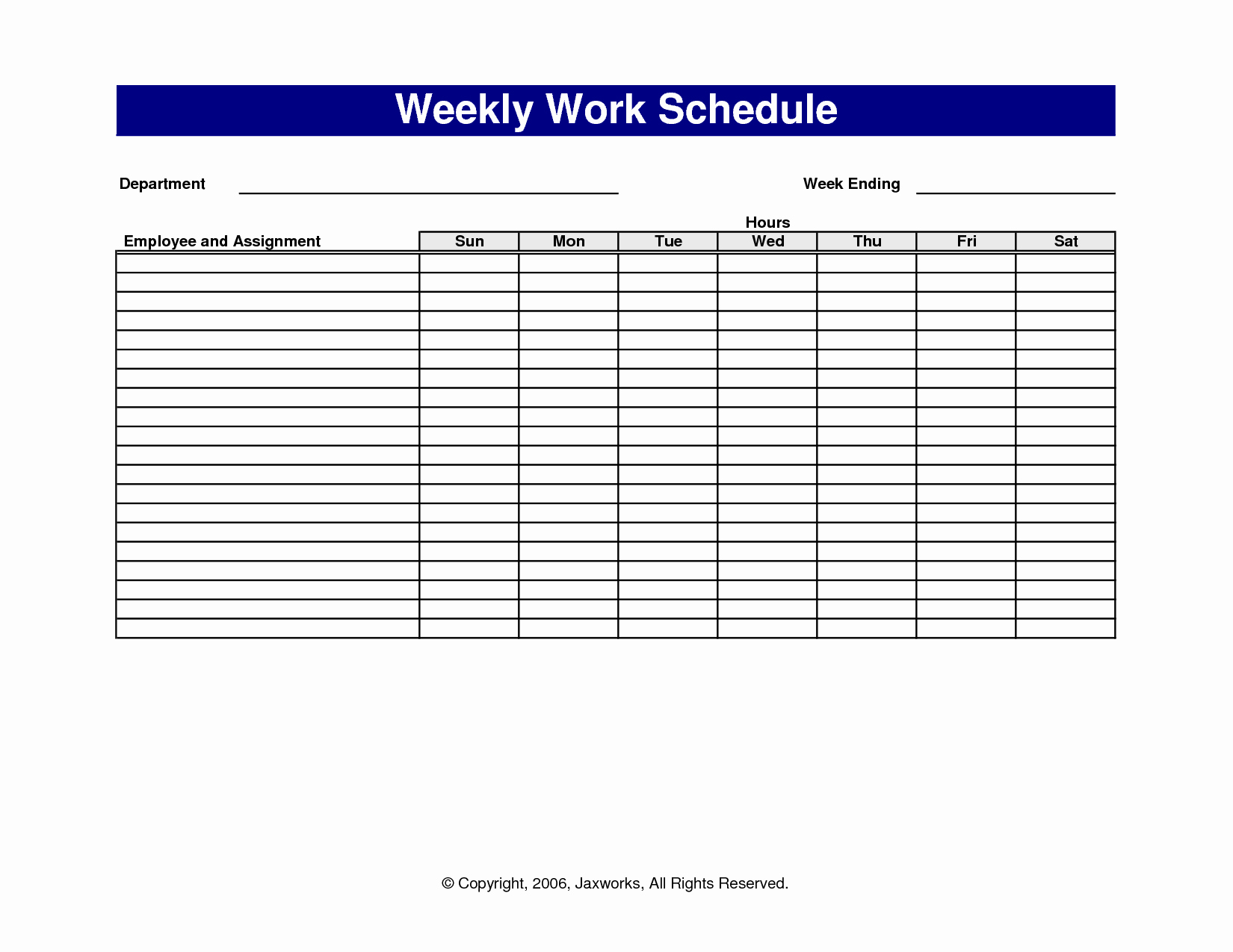 Employee Monthly Work Schedule Template Unique 18 Blank Weekly Employee Schedule Template Blank