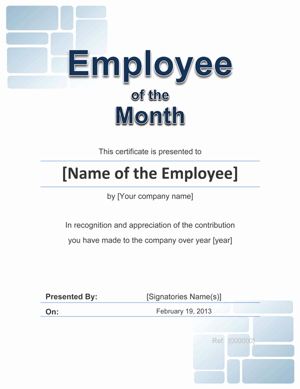 Employee Of the Month Sample Beautiful Employee Award Cetificate