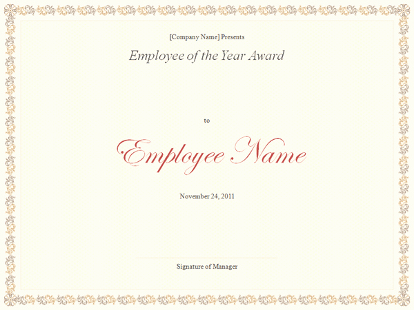 Employee Of the Year Certificates Awesome Employee Of the Year Certificate Template Excel Xlts