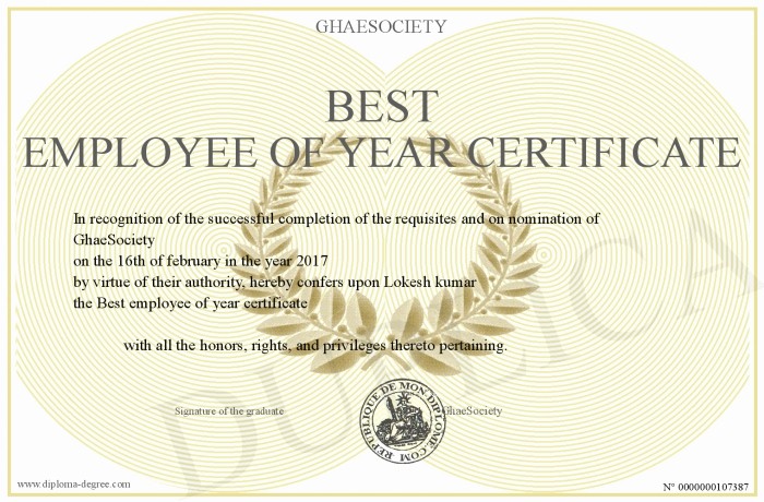 Employee Of the Year Certificates Beautiful Best Employee Of Year Certificate