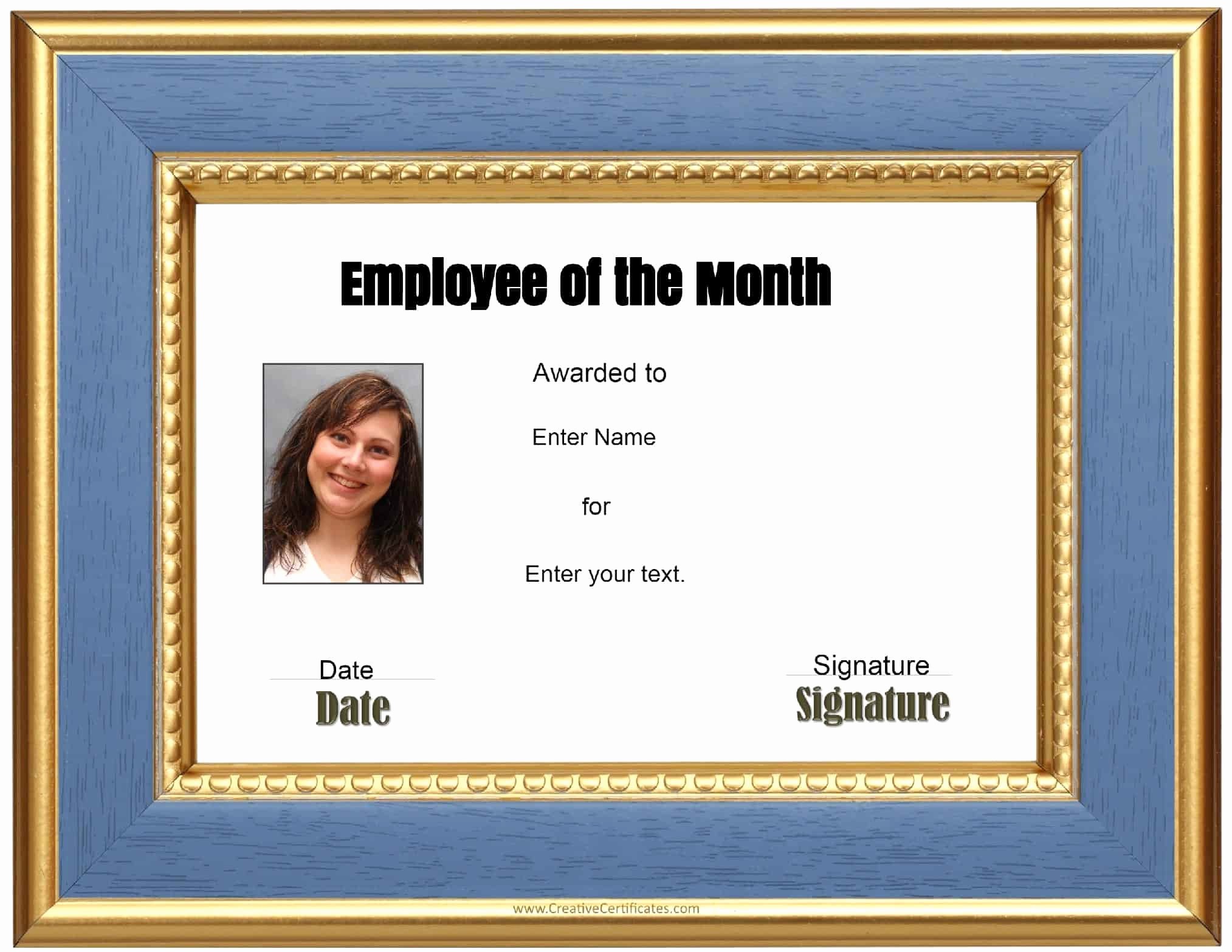 Employee Of the Year Certificates New Free Custom Employee Of the Month Certificate