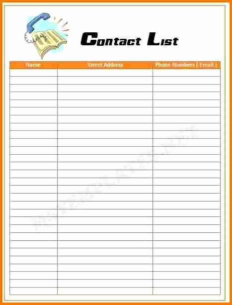 Employee Phone List Template Free Awesome Contact List Template