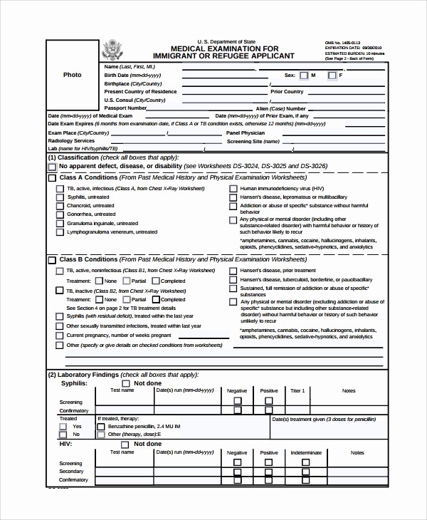 Employee Physical Exam form Template Inspirational 9 Sample Physical Exam forms – Pdf