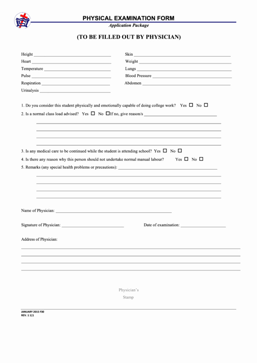Employee Physical Exam form Template Lovely top 9 Employment Physical Exam form Templates Free to