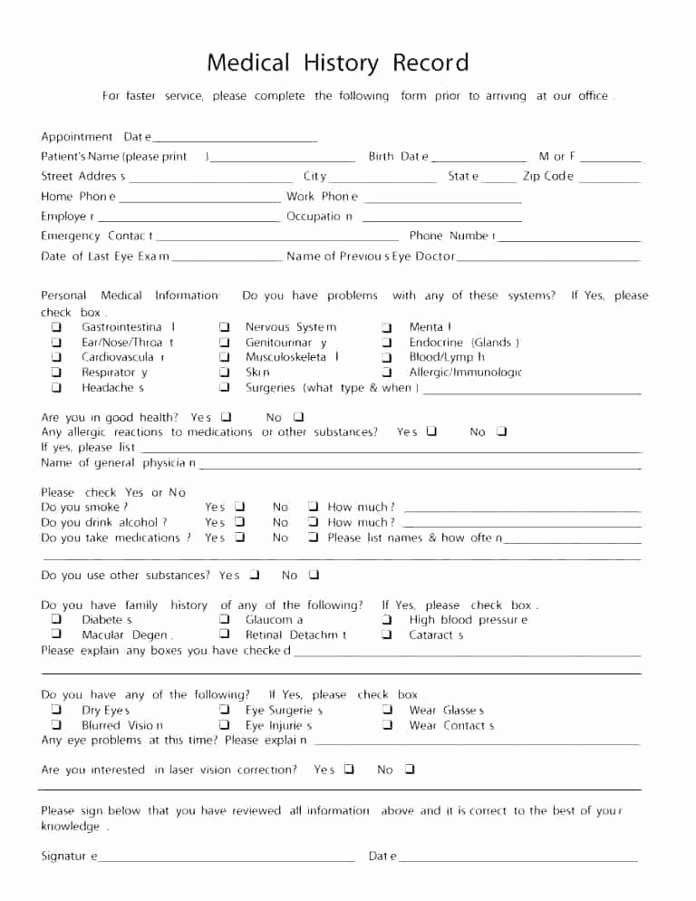 Employee Physical Exam form Template New Physical Exam form Template – Picks