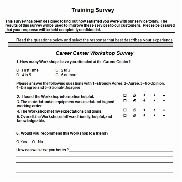 Employee Satisfaction Survey Template Word Beautiful 15 Sample Training Survey Templates to Download