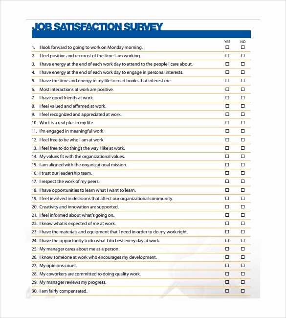 Employee Satisfaction Survey Template Word Best Of 6 Job Satisfaction Survey Templates to Download