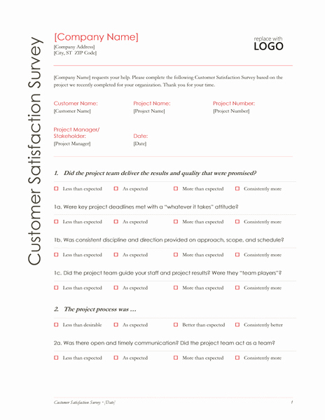 Employee Satisfaction Survey Template Word Elegant Customer Satisfaction Survey Template