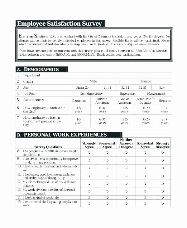Employee Satisfaction Survey Template Word New Free Employee Satisfaction Survey Template Word