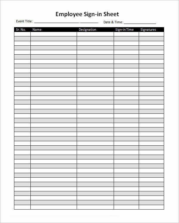 Employee Sign In Sheet Excel Best Of 34 Sample Sign In Sheet Templates – Pdf Word Apple