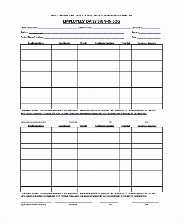 Employee Sign In Sheet Excel Best Of Sample Employee Sign In Sheet 9 Free Documents Download