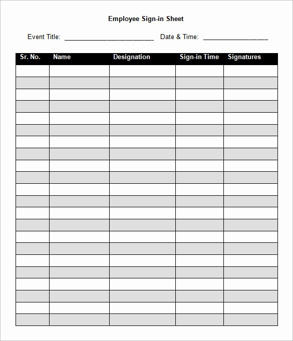 Employee Sign In Sheet Excel Elegant 75 Sign In Sheet Templates Doc Pdf