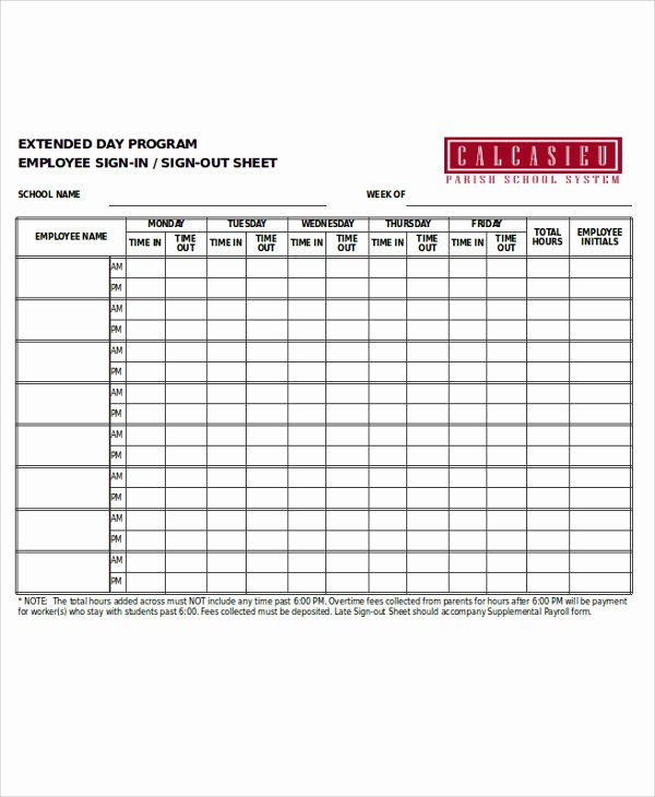 Employee Sign In Sheet Pdf Best Of 38 Sample Sheets