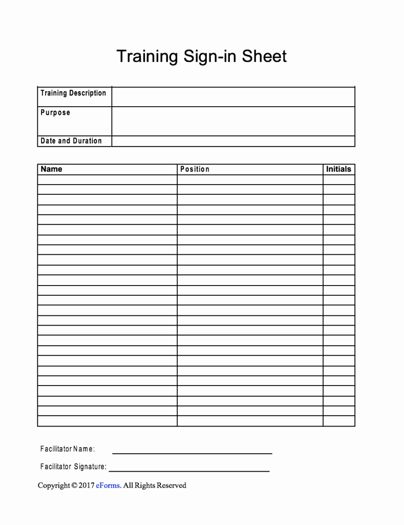 Employee Sign In Sheet Pdf Inspirational Training Sign In Sheet Template