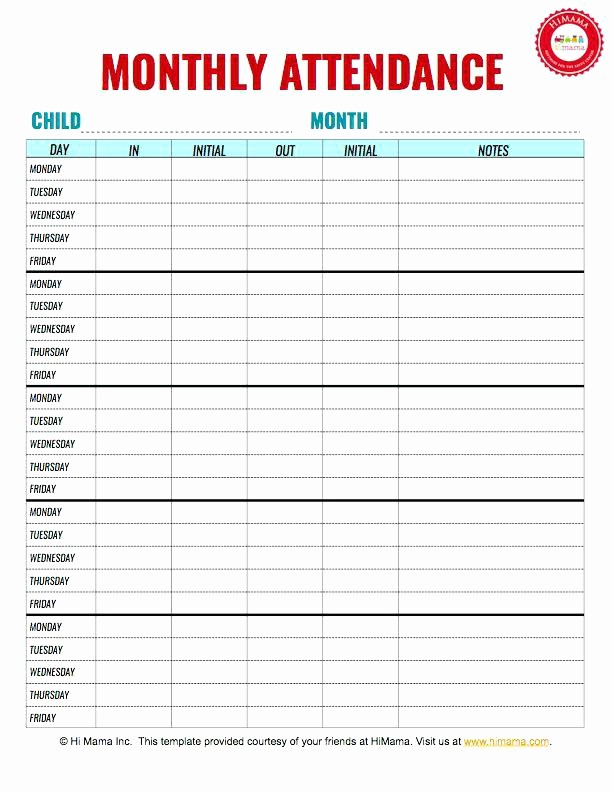 Employee Sign In Sheet Weekly Awesome Excel attendance Sheet Template Monthly Record – Yakult