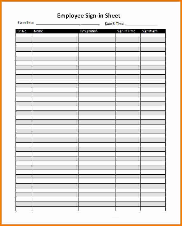 Employee Sign In Sheet Weekly Luxury Excel Sign In Sheet