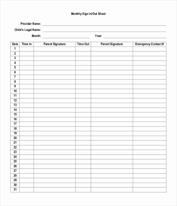 Employee Sign In Sheet Weekly Unique 75 Sign In Sheet Templates Doc Pdf