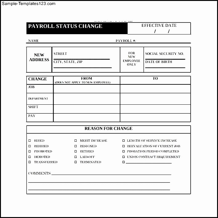 Employee Status Change Template Excel Elegant Payroll form Templates