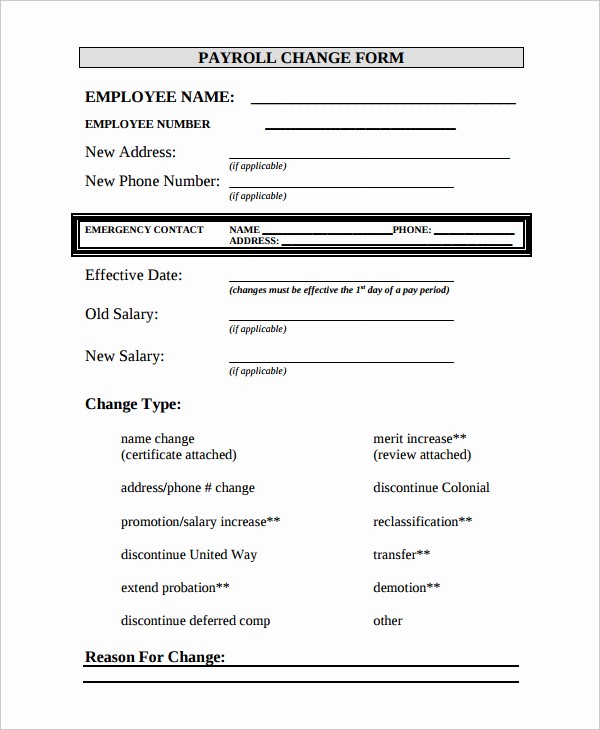 Employee Status Change Template Excel Lovely Payroll form Templates
