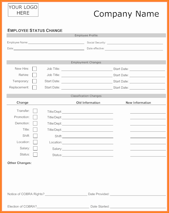 Employee Status Change Template Excel Luxury 8 Payroll Status Change form