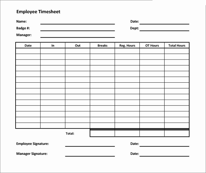 Employee Time Cards Template Free Luxury 60 Sample Timesheet Templates Pdf Doc Excel