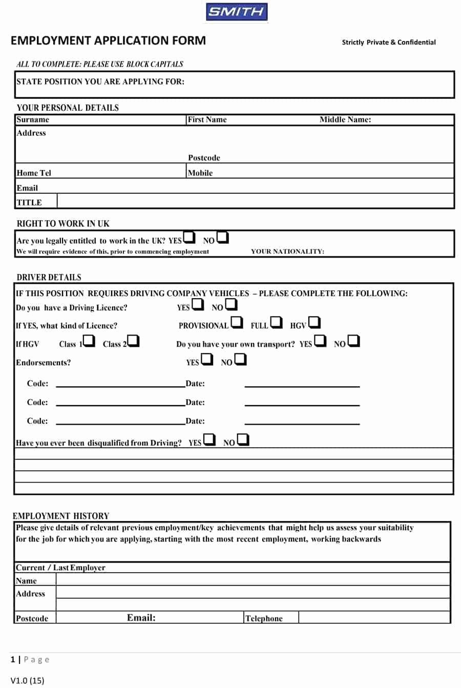 Employment Application forms Free Download Inspirational 8 Free Standard Job Application form Template format