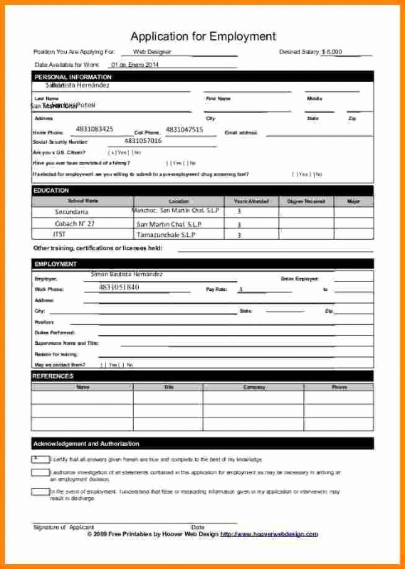 Employment Application forms Free Download Lovely Employment Application form Free Download