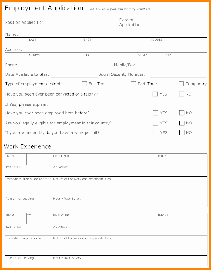 Employment Application forms Free Download New 10 Job Application form Free