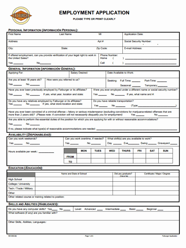 Employment Application forms Free Download Unique Free Printable Job Application form Template form Generic