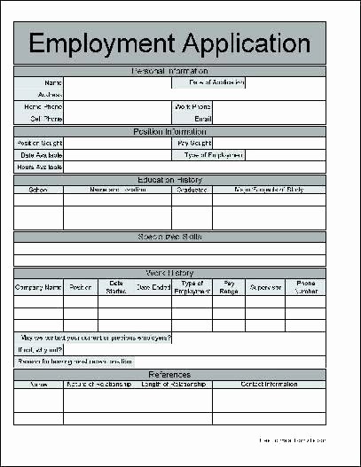 Employment Application forms Free Download Unique Student Employment Application form Template Free Download