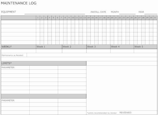 Equipment Maintenance Log Template Excel Elegant 5 Equipment Maintenance Log Templates – Word Templates