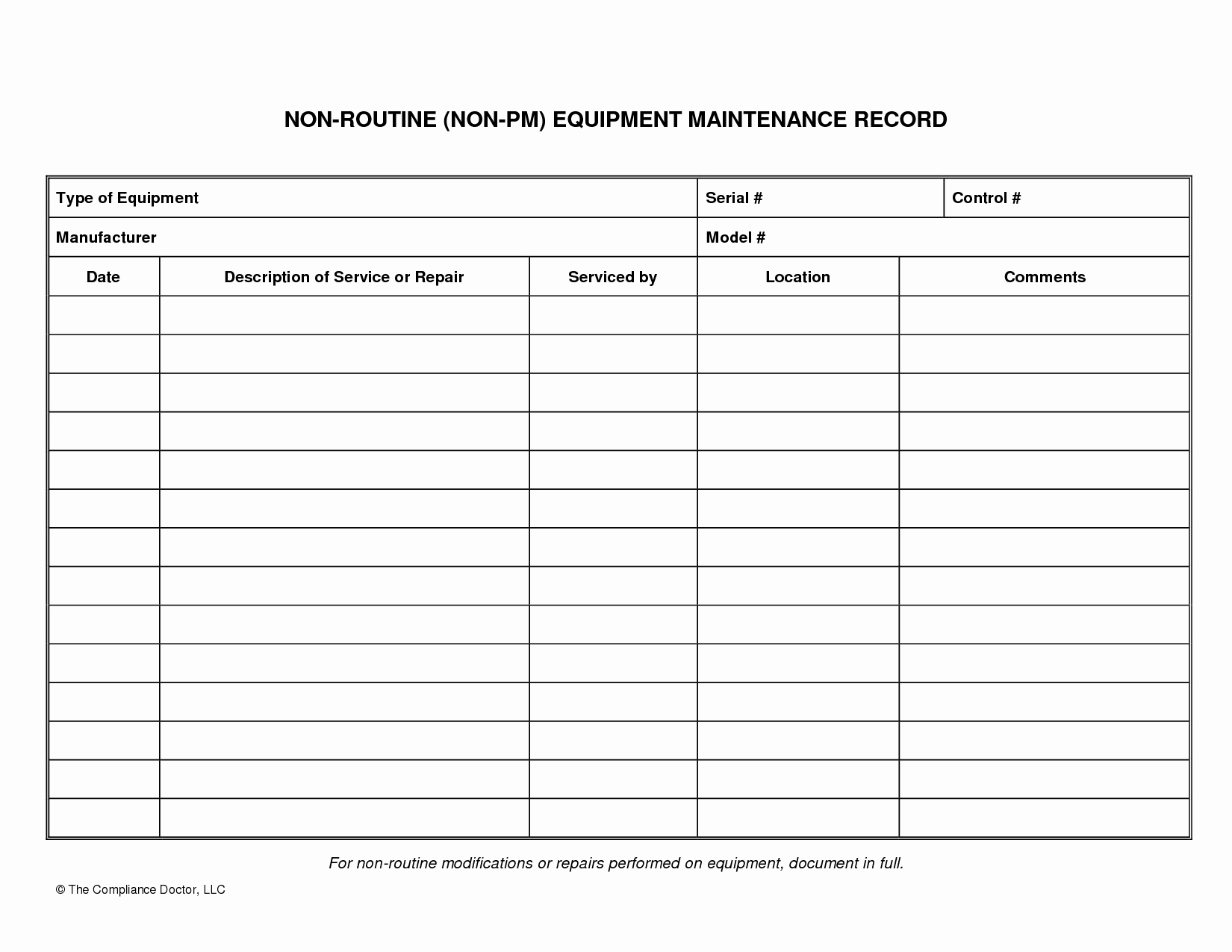 Equipment Maintenance Log Template Excel Unique Best S Of Equipment Maintenance Log form Equipment