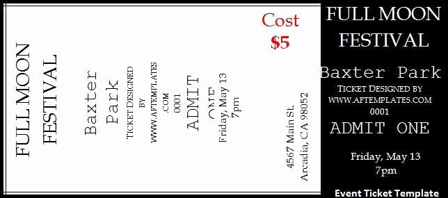 Event Tickets Template with Numbers Elegant Ticket Templates