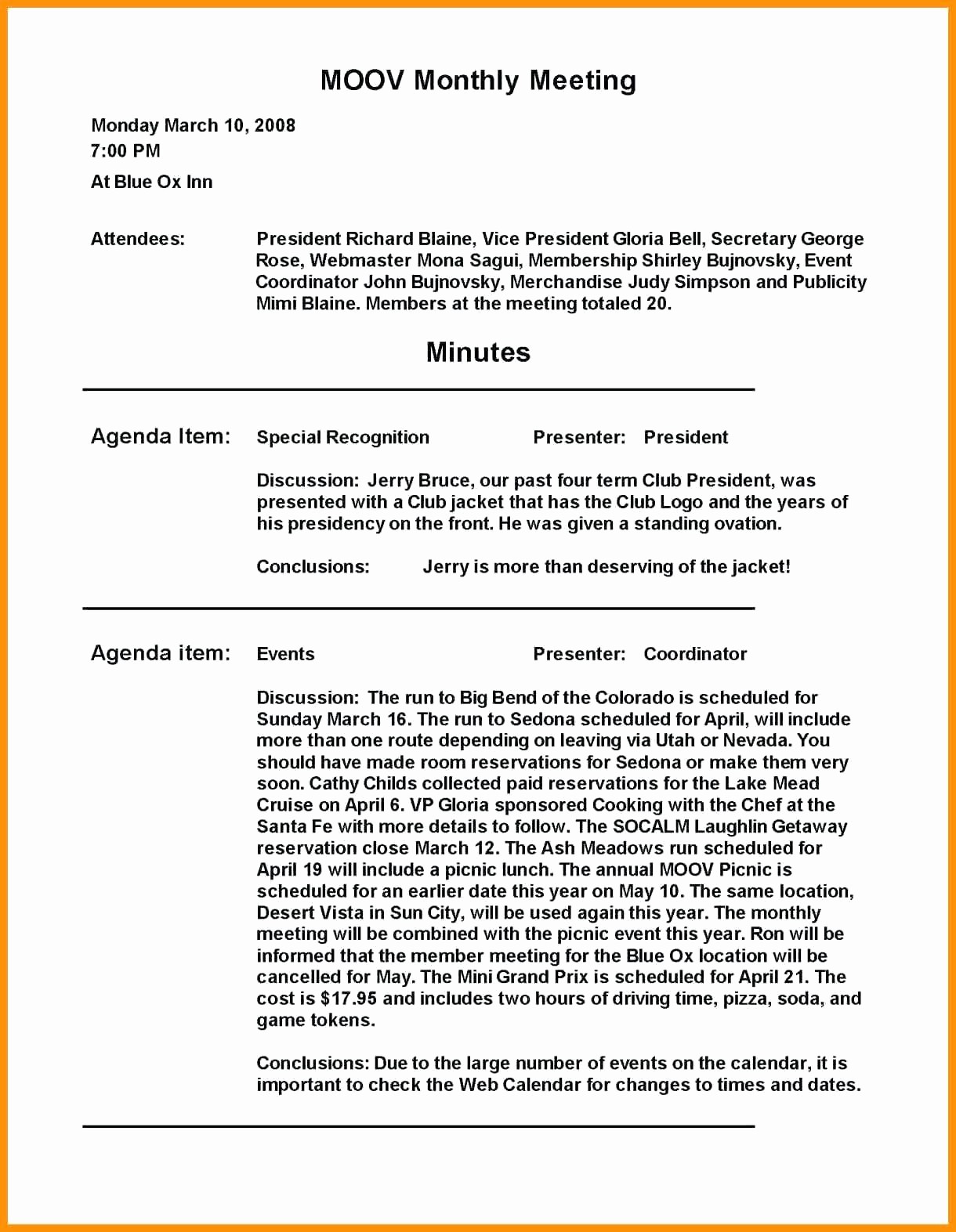 Example Minutes Of Meeting Report Awesome Template Example Meeting Minutes Template