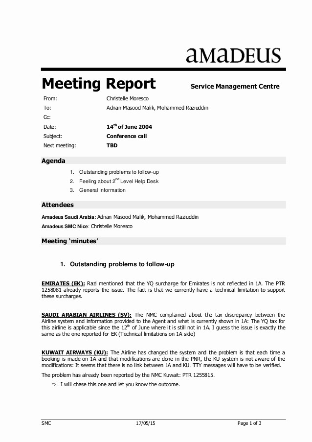 Example Minutes Of Meeting Report Best Of Conference Call Minutes Nmc Saudi Arabia 14jun04