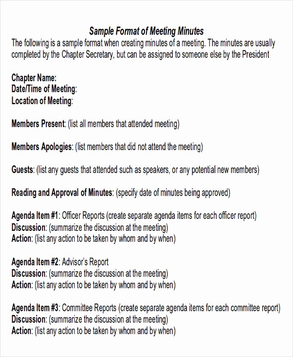 Example Minutes Of Meeting Report Unique 40 Report format Samples