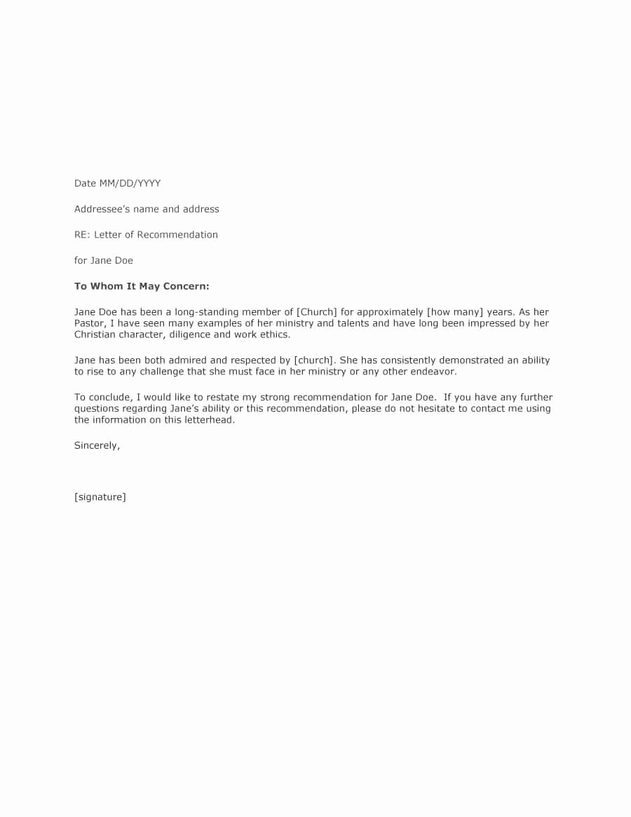 Example Of A Recommendation Letter Beautiful 43 Free Letter Of Re Mendation Templates &amp; Samples