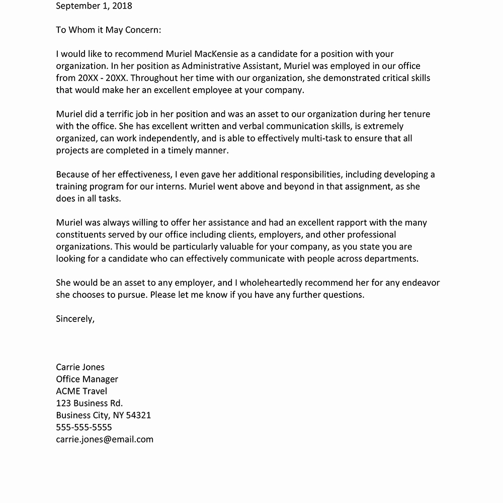 Example Of A Recommendation Letter Inspirational Sample Reference Letter for An Employee