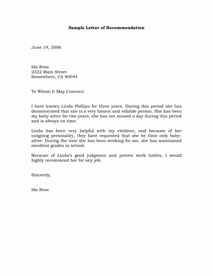 Example Of A Recommendation Letter Luxury 10 Best Images About Re Mendation Letters On Pinterest