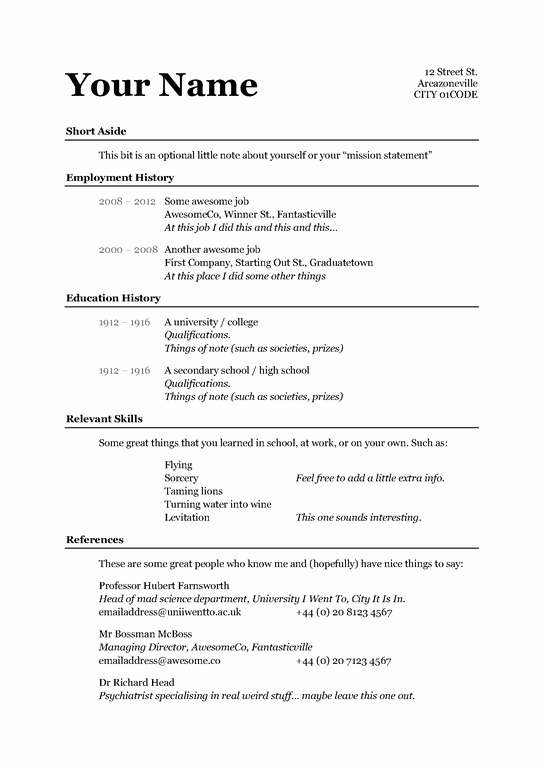 Example Of A Simple Resume Elegant Basic Resume Template