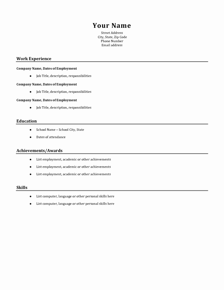 Example Of A Simple Resume Luxury Basic Resume Examples