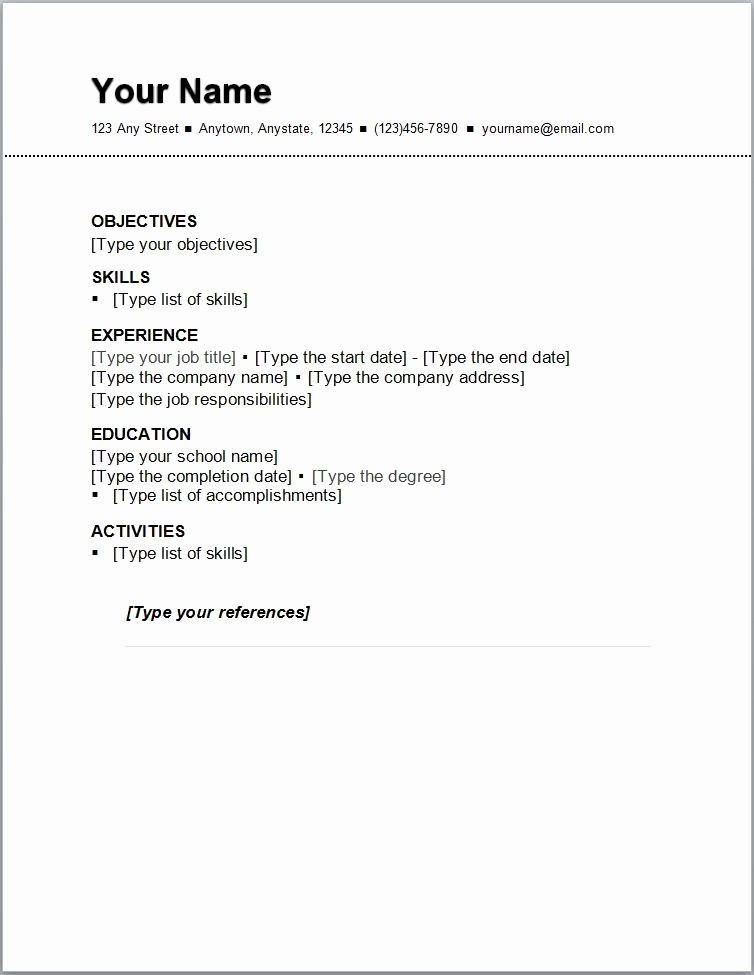 Example Of A Simple Resume New Basic Resume Outline Sample O