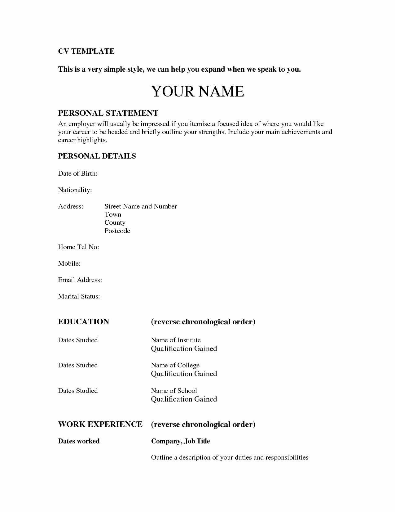 Example Of A Simple Resume New Simple Resume Sample Hirnsturm