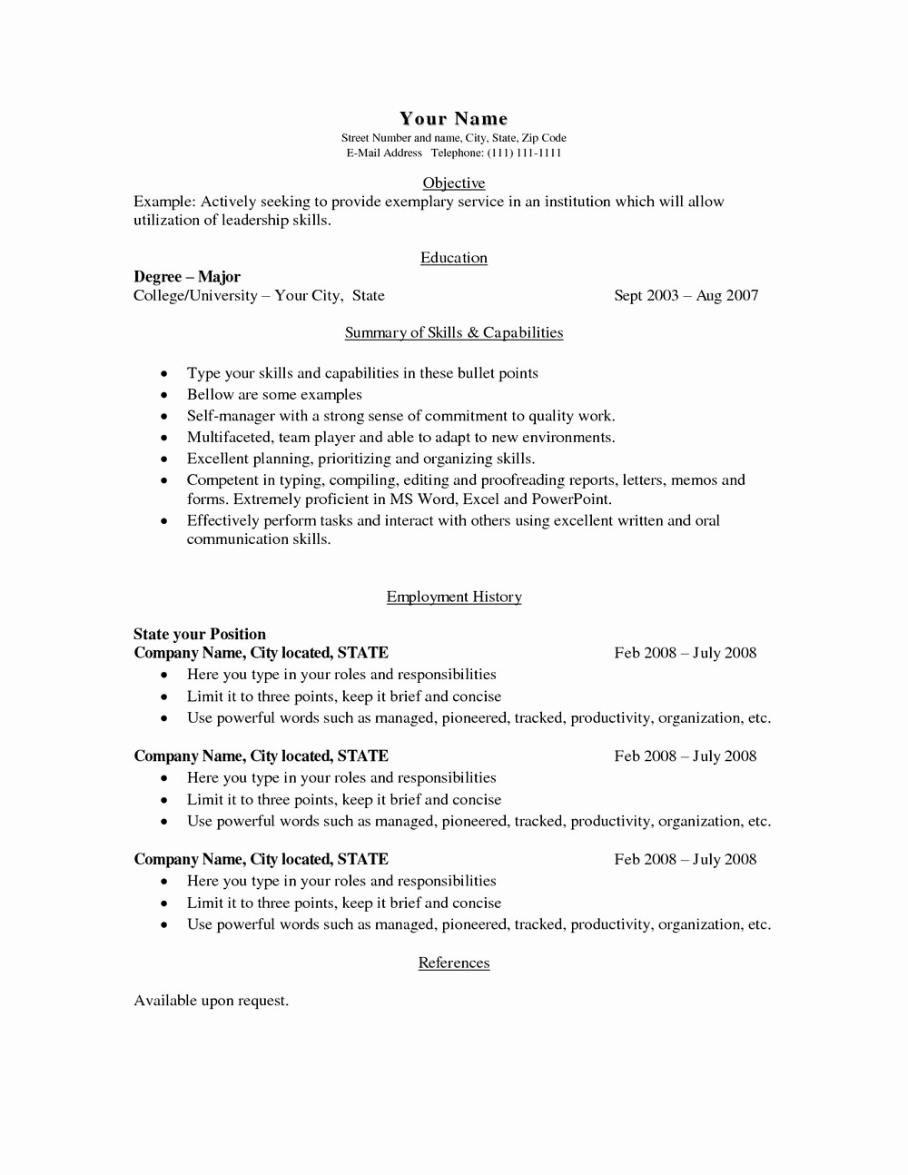 Example Of A Simple Resume New Simple Resume Templates for Word Resumes 201