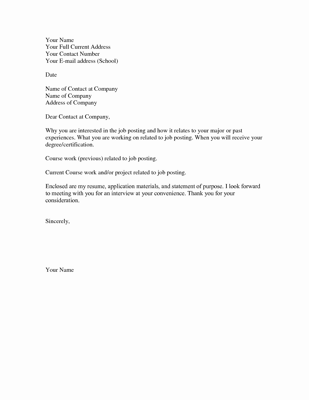 Example Of Basic Cover Letter Unique Basic Cover Letter for A Resume