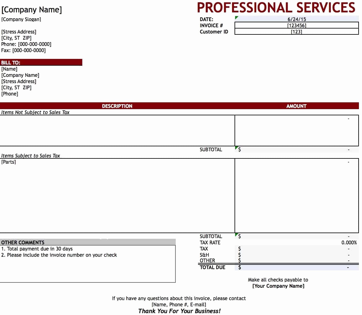 Example Of Invoice for Services Best Of Free Professional Services Invoice Template Excel