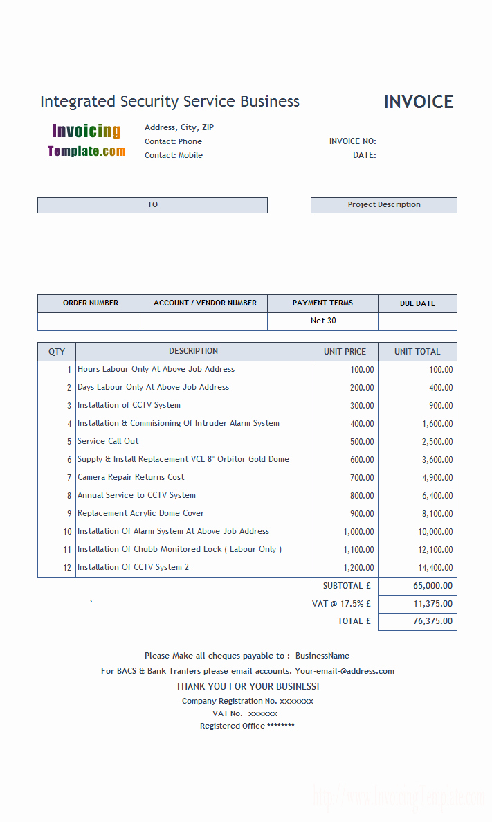 Example Of Invoice for Services Elegant Service Invoice Template